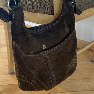Women’s Suede Hobo Bag - Dark Brown